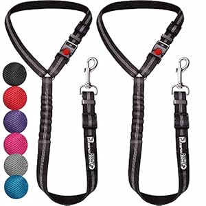 Headrest dog car seat belt 2 Pack Adjustable Durable Headrest Seat belt Pet Dog Car Safety Harness Restraint with…