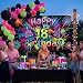Neon Happy 18th Birthday Backdrop - 18th Birthday Backdrop for Glow in The Dark Party Happy Birthday Neon Sign for Backdrop Neon Photo Backdrop Let’s Glow Party Celebration 71x43 Inch