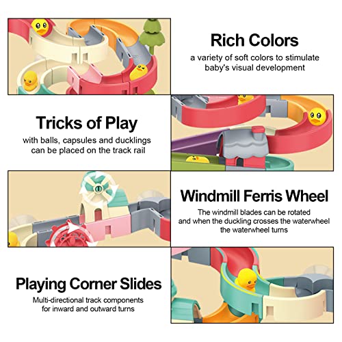 Badespielzeug Badewanne, Wasserbahn Badespielzeug, Badewannen Spielzeug Rutsche, DIY-Enten-Rutschen-Set, Dusch Badespielzeug, Niedliche Kleine Entenrutsche, Für Kinder Badespaß Geschenk, 86 Stück