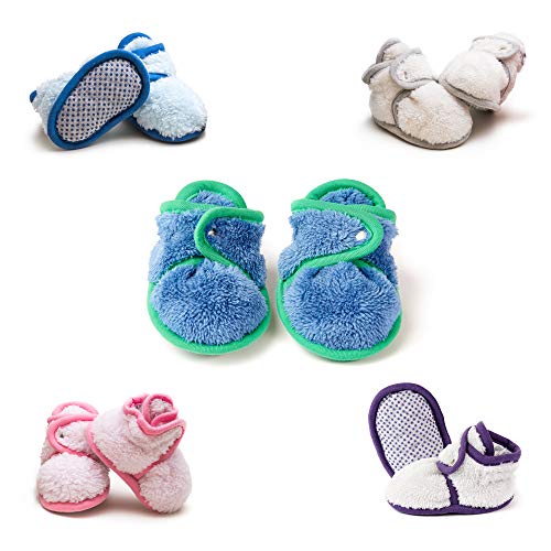 Warm Baby Booties Cozy Baby Slippers Stay on with Non Slid Sole with grippers for Newborns and Infants2