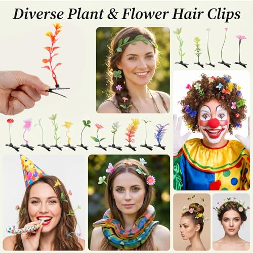 Ouligay 30 pinzas de cabello con diseño de plantas miniatura 3