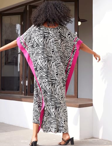 Image of KECVOT Kaftan Dresses for Women V-Neck Print Swimsuit Cover Up Plus Size Beach Caftan Lounge Dress