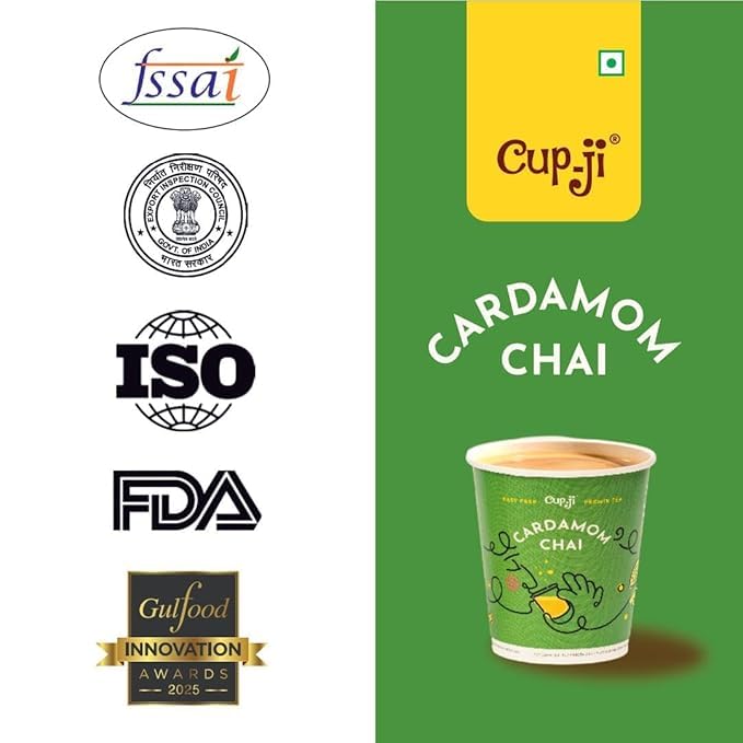 Image of Cup-Ji Cardamom Chai Premix Cups | Instant Tea | 14 Cups | Each Cup 210 ml | Kadak Ghar-Wali | No Added Sugar | Desi Chai | On the Go | Easy Prep | For Office and Travel