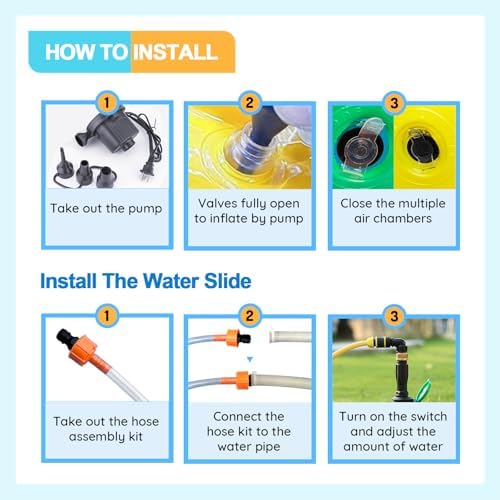 Inflatable Water Slide with Sprinkler for Kids,18FT waterslide with 2 Inflatable Surf Riders and Built-in Sprayer for Ages 6 and Up Backyard Summer Sprinkler and Splash Water Toy Outdoor Fun - 5