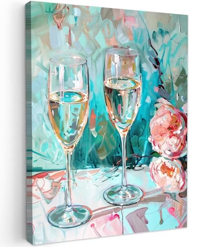 MuchoWow© Leinwand Bilder 30x40 cm Wanddeko Wohnzimmer Aesthetic Room Decor Deko Zimmer Wandbilder Modern Bild auf Leinwand Küchenbilder - Küche - Champagner - Malerei - Blumen - Kunst MuchoWow© Leinwand Bilder 30x40 cm Wanddeko Wohnzimmer Aesthetic Room Decor Deko Zimmer Wandbilder Modern Bild auf Leinwand Küchenbilder - Küche - Champagner - Malerei - Blumen - Kunst