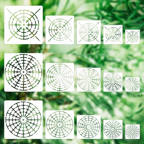 Nogeqi 15 Stück Mandala Dotting Schablone und Malvorlagen, 3/4/5/6/8 Zoll Circle Template, Wiederverwendbare Netz Serie Stencil, Punkt Malerei Vorlage