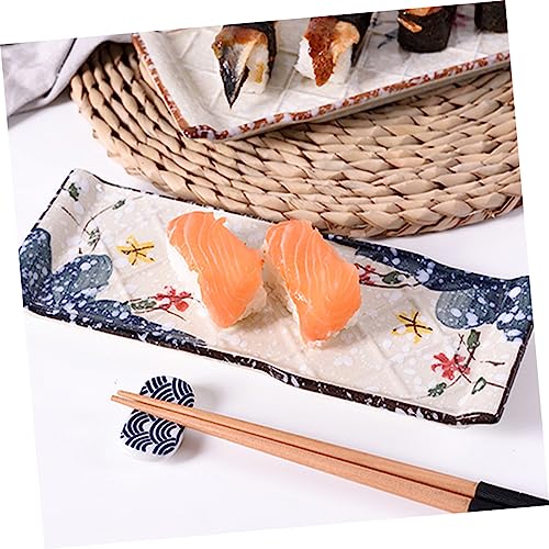 Plato japonés rectangular de cerámica para sushi miniatura 3