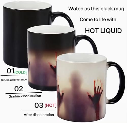 Miniatura 3 de HS&ROXIN Halloween Color-changing Ceramic Coffee Cup Thermal Horror Cup Funny Art Men and Women Father and Mother Family Holiday Gift Random gift 1