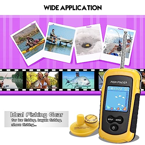 Image of Atibin Portable Kayak Depth Finder Fishing Wireless Castable Fishing Finder Transducer Canoe Shore Fish Finder Detector Sonar Handheld Sea Lake