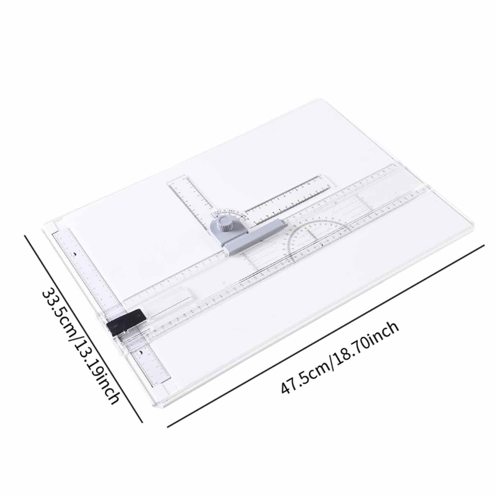 MObyat Set da Disegno A3, Tavolo da Disegno Metrico Multifunzione con Righello Trasparente, Movimento Parallelo E Angolazione Regolabile, Accessori Completi, per Studenti, Ingegneri E Architetti.