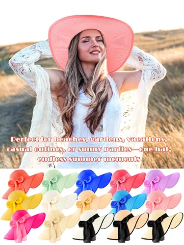 15 piezas Sombreros de Paja para Mujer con Ala Ancha miniatura 7