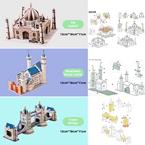 Icerong 3D Jigsaw Puzzle Paper For Children Gift Box Packaging Sight Seeing Model Learning Game Early Education Handmade Diy Toy Present Gift For Boys And Girls Child Fun Jigsaw Puzzle #TOP5