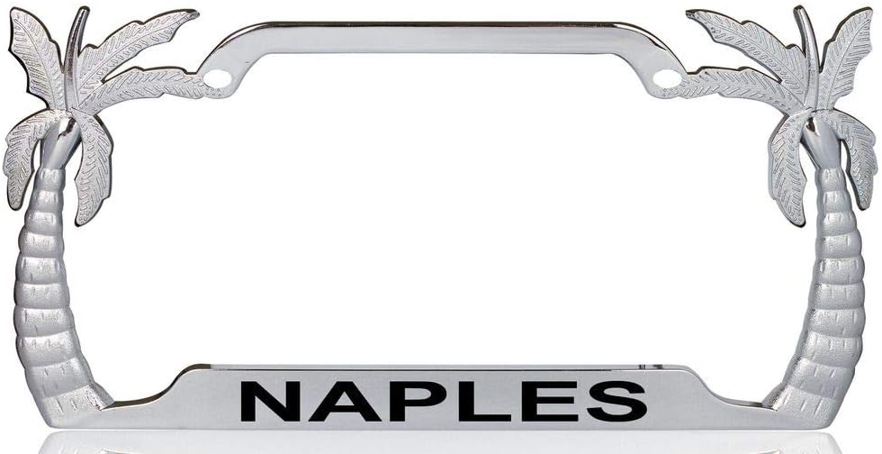 Naples Palm Tree Design Quality Chrome Metal Car SUV Truck License Plate Frame z62