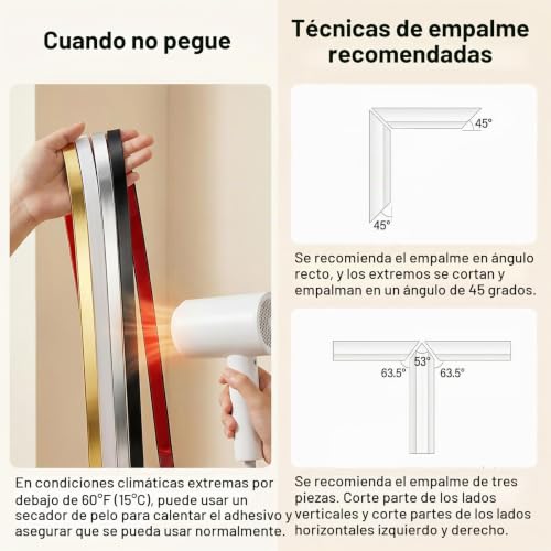 Molduras de pared autoadhesivas para ocultar juntas de azulejos 6
