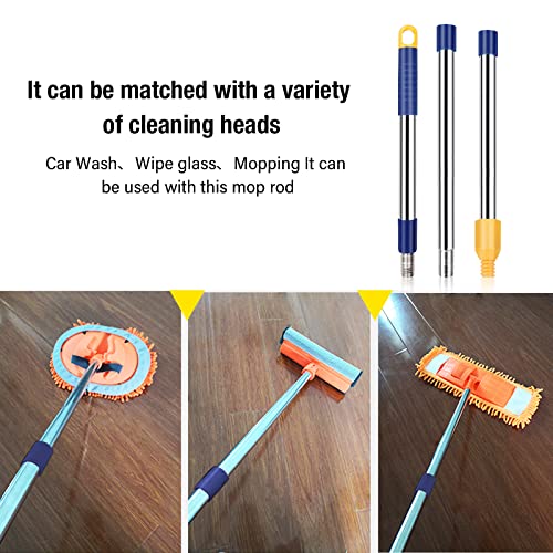 Stainless Steel Spin Mop Pole Handle Replacement, Anti-Deformation Design Spin Mop Stick Compatible With Triangle Spin Mop Base, Easywring Mop Refills For Floor Cleaning（3-Section, 2.5-To-4.4 Foot） #TOP4