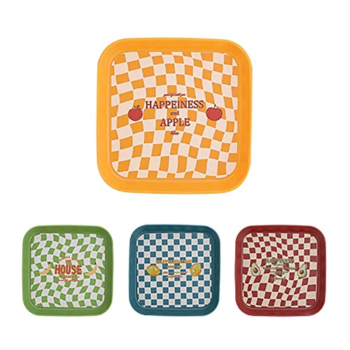 4 Pièces Assiettes Carrées, Assiettes En Plastique Mignonnes, Plat En Os, Assiettes à Dîner Réutilisables, Assiettes à Dessert, Petites Assiettes De...