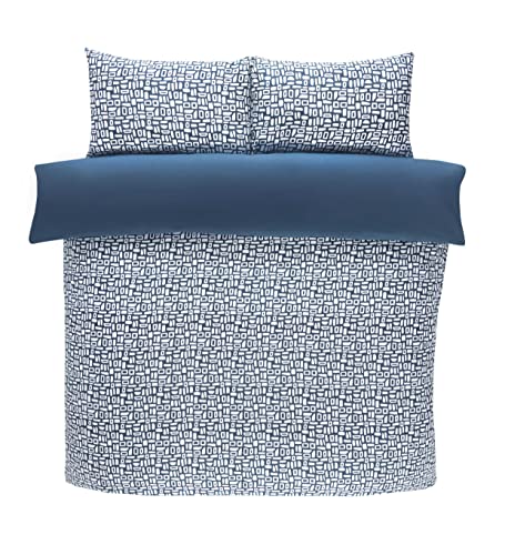 Rapport Home Double Duvet Cover Set Blue Abstract Pattern - 100% Polyester Microfibre Soft Touch Bedding with 2 Pillowcases (200x200cm) - Image 2