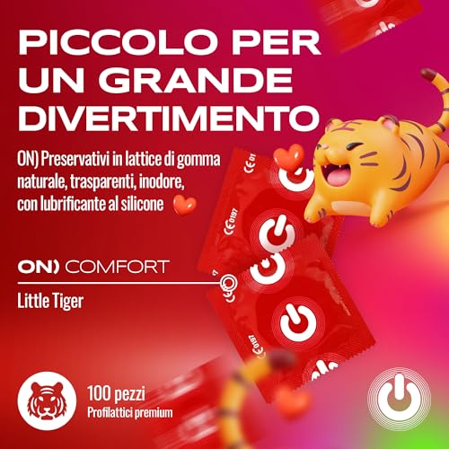 ON) Preservativi Little Tiger I Larghezza 49 mm I Confezione da 100 pezzi I Preservativi premium extra sottili I con lubrificante al silicone I Spessore parete 0,07 mm I Preservativi per uomini - 2