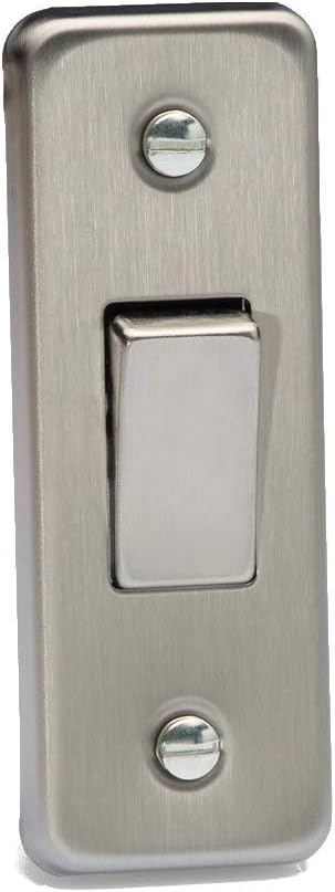 1-Gang 10A 1- or 2-Way Rocker Architrave Switch in Brushed Steel