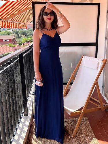 Image of Ever-Pretty Women's Summer Backless Spaghetti Strap Chiffon Bridesmaid Dresses Empire Waist Formal Wedding Guest Dress