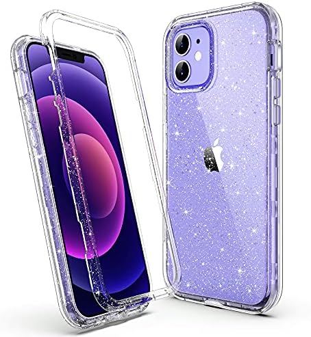 ULAK Sparkly Case Designed for iPhone 12/12 Pro Heavy Duty Shockproof Case Soft TPU Bumper Cover Transparent Protective Phone Case for Apple iPhone 12/iPhone 12 Pro 6.1 inch - Clear Glitter