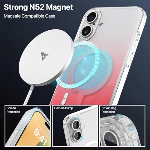 Image of eller sante Maven Magpro Back Cover Case for iPhone 16 Plus Scratch Resistant Camera Screen Protector TPU Shockproof 10ft Drop Protection Support Mag-Safe Wireless Charging- Light Pink