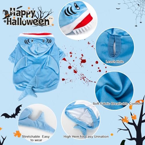 NACOCO Halloween Shark Dog Costume - Pet Christmas New Year Hoodie Warm Party Coat Outfit for Small and Medium Cat Dog Clothes(Blue Shark,L) - image 3