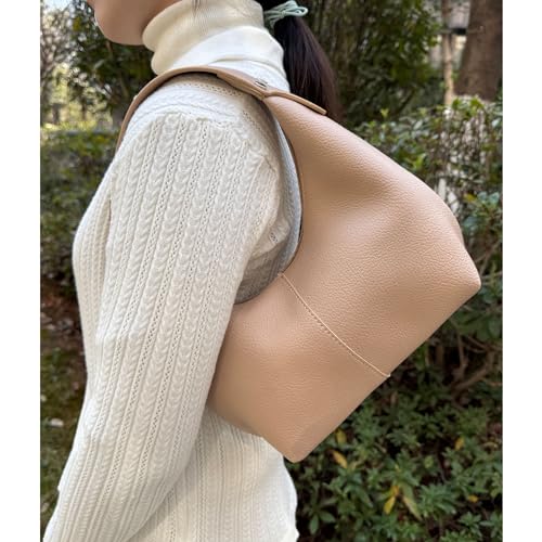 Image of Hobo Women's PU Leather Shoulder Tote Clutch Crescent Slouchy Bag with Zipper Closure and Top Handle