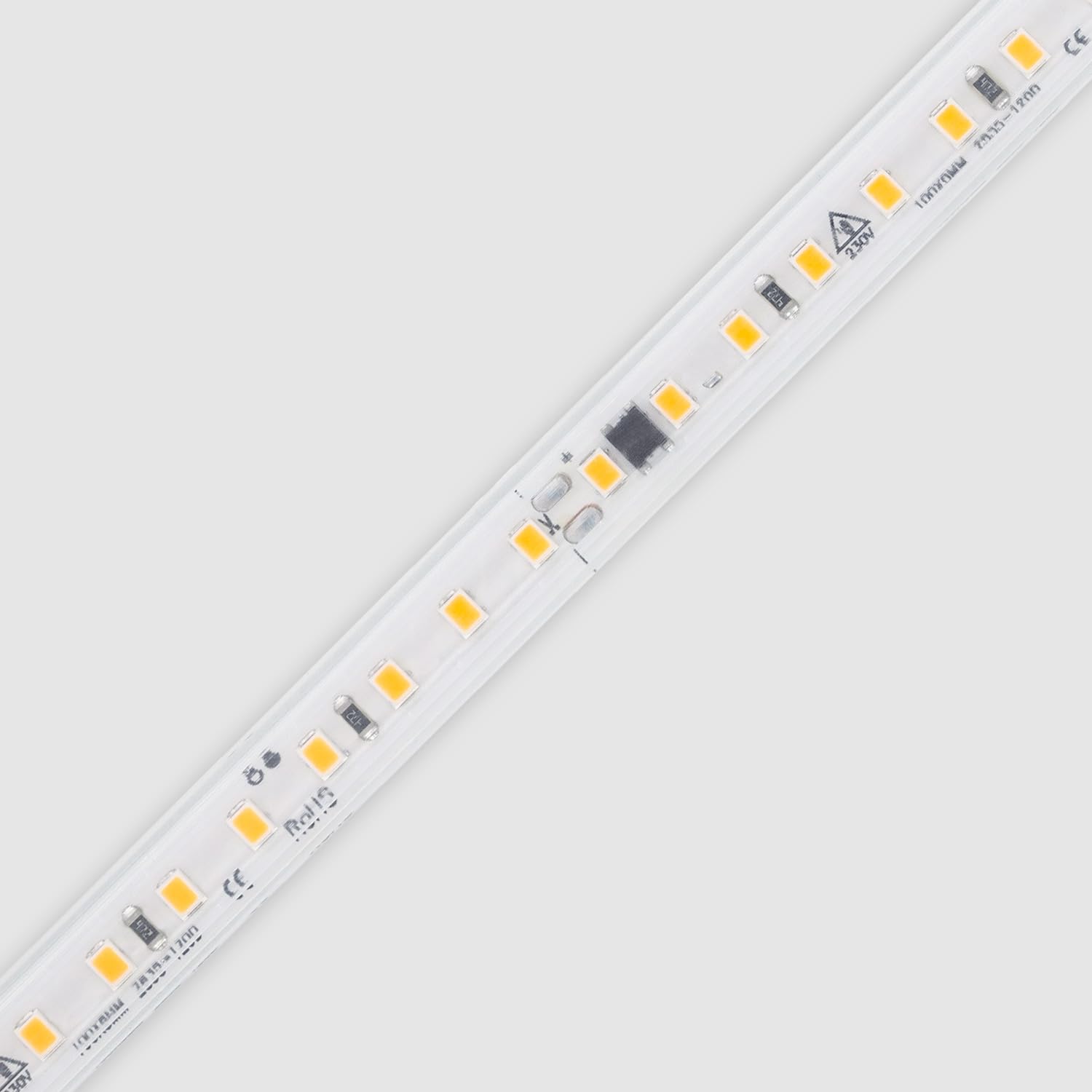 LEDKIA Tira LED Regulable 220V SMD Autorrectificada 120 LED/m BOBINA 50m 10 | 120 LED/m SMD2835 | IP65 | Luz Ajustable Triac | 50 Metros; Blanco Neutro 4000K