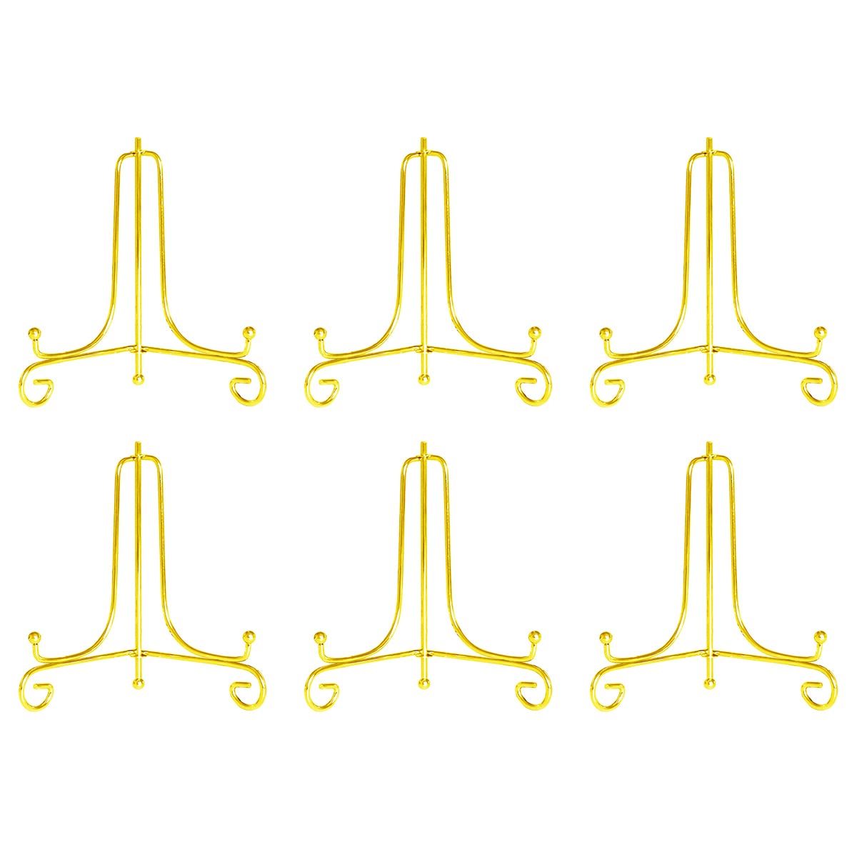 Verve Jelly Plate Holder Easel Display Stand 6 Pcs Metal Frame Holder Stands, Metal Easel Plate Holder Display Stands for Calendar, Easel, Picture Frames, Decorative Plate Dish, Gold, 6 in