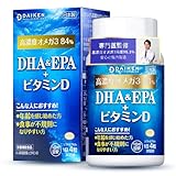 DAIKENダイケン DHA EPA サプリメント、高濃度omega 3、ビタミンD配合、570mg EPA + 380mg DHA ソフトジェル、高含有フィッシュオイル 120粒 (30日分)、日本製