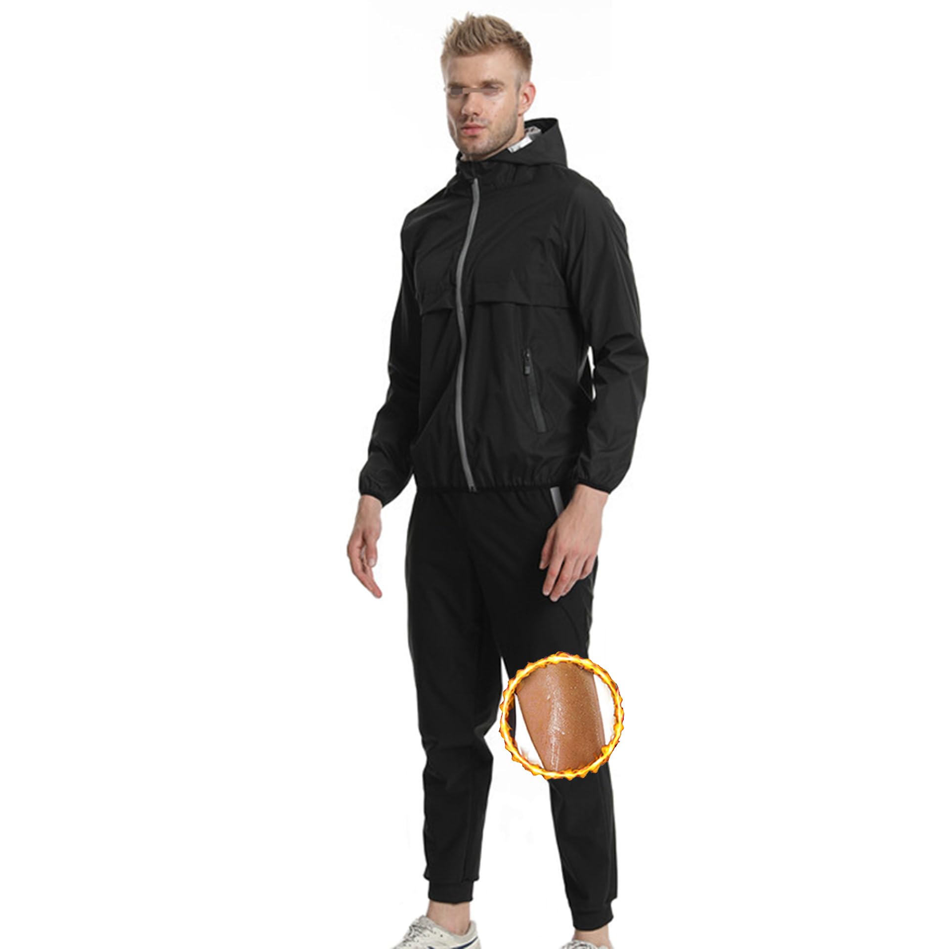 Saunaanzug Für Herren, Schwitzanzug Herren Zum Abnehmen, Sauna Suit - Fitness Schwitzjacke Und Hose Für Boxen MMA Gym Fitness Laufen