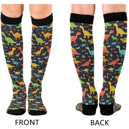 Image of Pigsaly Womens Compression Socks Yellow Stars Funny Brown Capybara Knee High Socks Athletic Tube Sock Outdoor Sport Socks