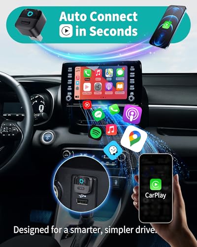 Image of OTTOCAST Mini Pico 2026 Wireless CarPlay Adapter for iPhone & Android - Plug and Play WiFi 6 Bluetooth 5.4 Android Auto Adapter (Brown)