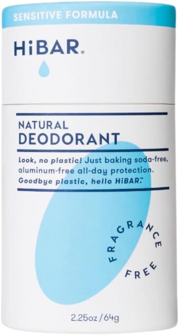 HIBARFragrance-Free Sensitive Deodorant - Natural Deodorant for Sensitive Skin - Aluminum-Free, Baking Soda-Free, Cruelty-Free, Travel-Friendly Size with Easy Push-Up Applicator