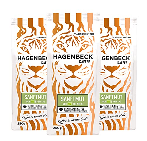 Hagenbeck - Kaffee - Sparpack - Bio Sanftmut - Filterkaffee - Kaffeebohnen gemahlen - 3 x 250g (750 g) Cover