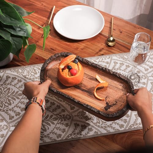 Image of Oh Deer Serving Platter | Deer Carving Multipurpose Platter for Snacks, Fruits & Desserts | Premium Table Decor Platter for Dining & Kitchen