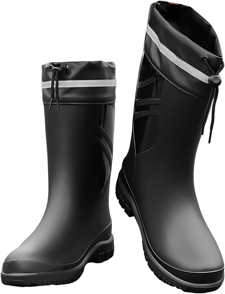 Rain Boots for Men Garden Waterproof Mens Rubber Shoes with PVC