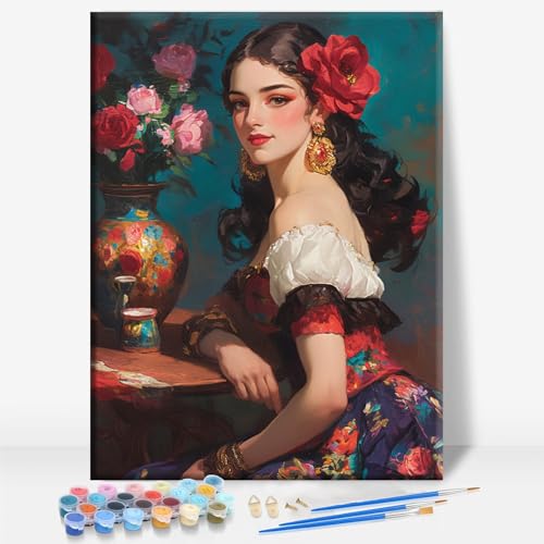 Aeontinity Mexican Woman Goddess Framed Canvas Kit