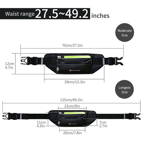 Fanny Pack MYCARBON Waist Pack with Water Bottle Holder,Waterproof Running Belt for Men Women,Fits IPhone 8Plus Galaxy S8 Note 8,Reflective Hydration Belt for Running Hiking Travelling-Black Fanny Bag