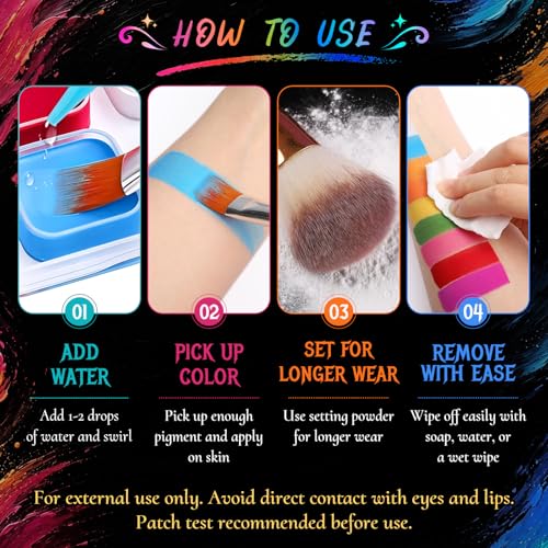 Image of BOBISUKA 18 Color Water-Activated Cream Face Paint Palette, Washable Face & Body Painting Kit with Extra Black & White Pans and Brushes for Halloween, Cosplay, Carnival, SFX & Costume Makeup