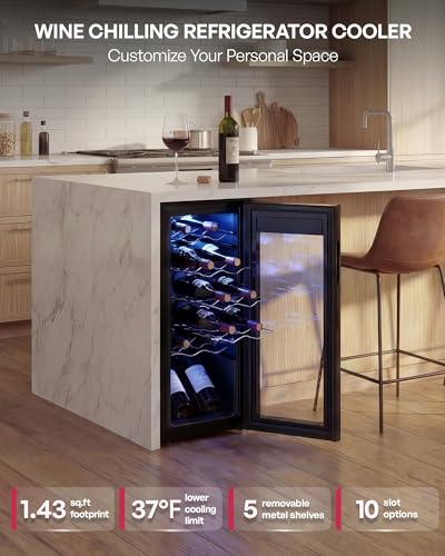 Image of Icyglee 12 Bottle Compressor Wine Cooler Refrigerator, Freestanding Wine Cellar with Glass Door & Safety Lock, Wine Fridge with 41F-64F Digital Temperature Control for Red, White, Champagne, Black
