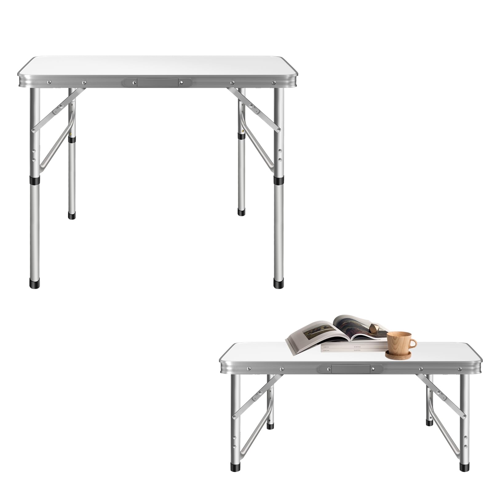 EFAN Portable Aluminium Camping Table 75x55cm | Folding Table for Camping | Hiking | Picnic Table | Office Computer Desks with Carry Handle | 2 Height-35cm/60cm