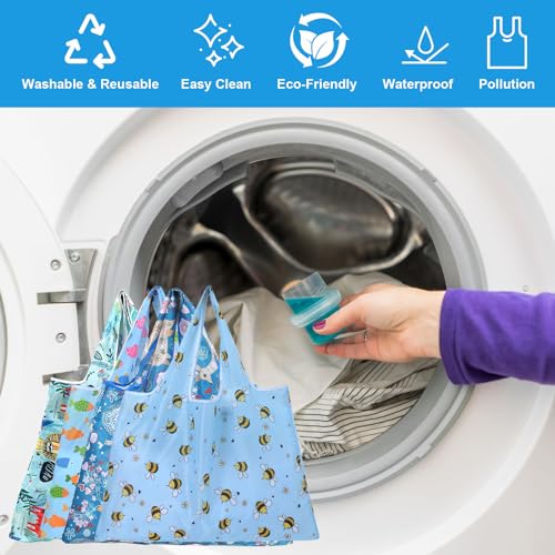 ZooviHyvi Extra Large 50lbs Foldable Reusable Shopping Bags kitchen reusable grocery bags Washable Polyester Bags in Pocket - Image 7