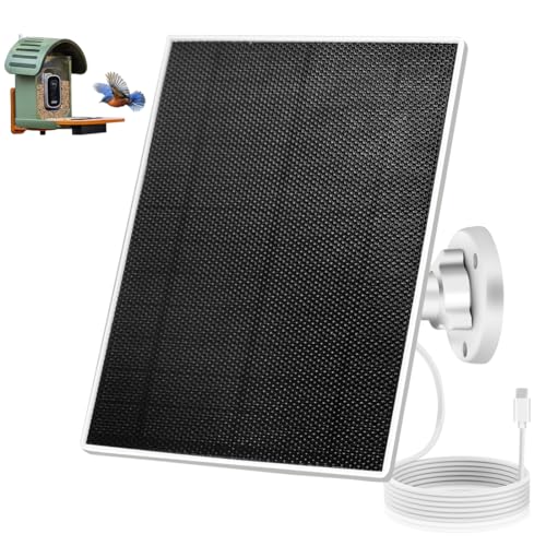 3W Solar Panel for Bird Feeder Continuously 3W Power with Battery Supply for Your Bird Feeder Camera Type-C Plug White