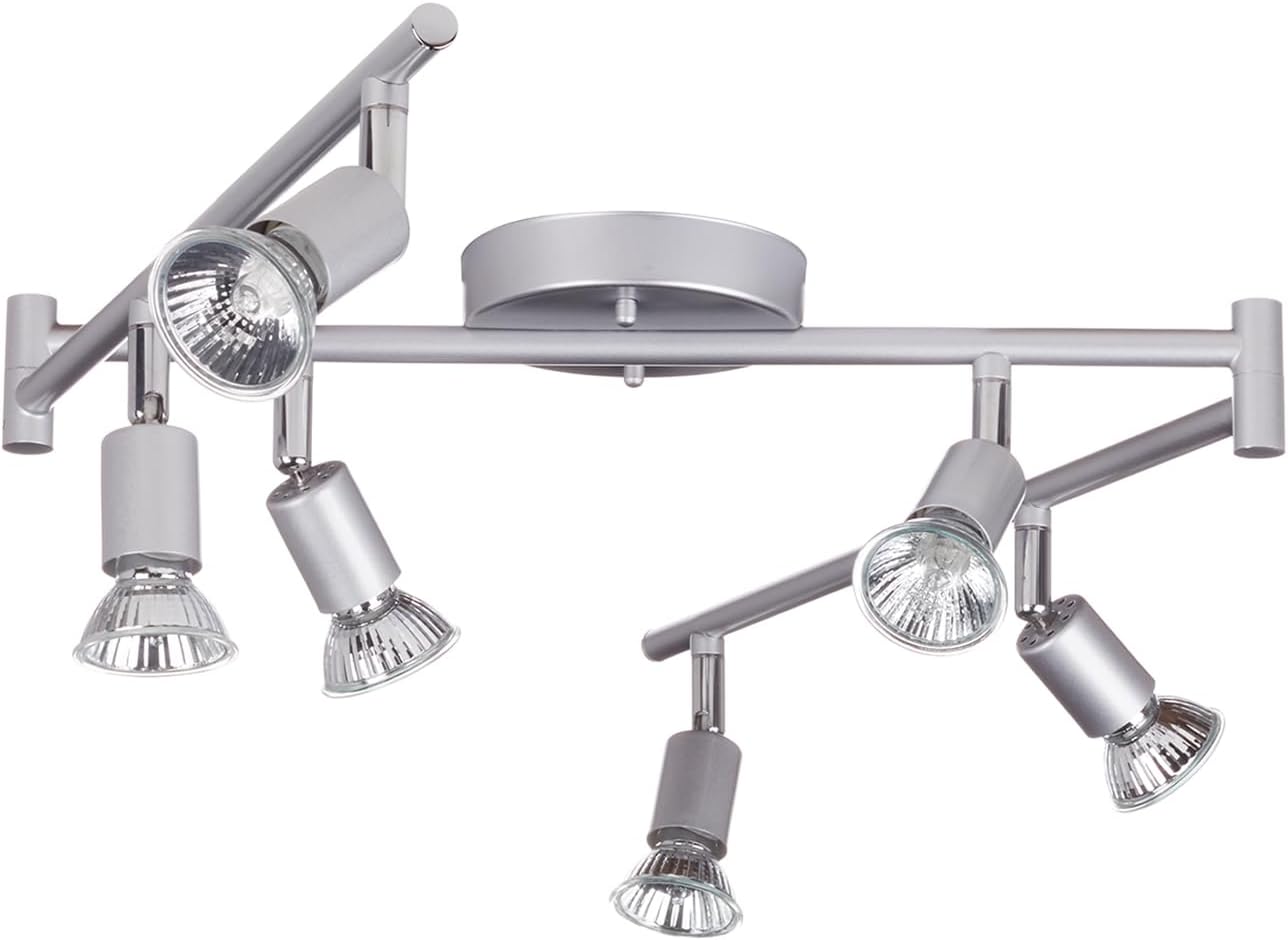 Globe Electric 59351 Payton 6-Light Foldable Track Lighting, Matte Silver