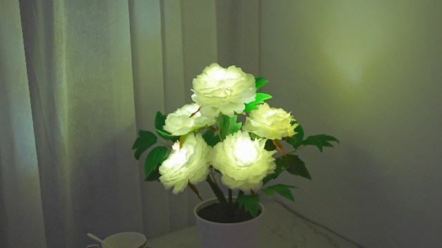 Image of White Peony Artificial Flower Lamp, Night Light for Bedroom Wedding Bar Coffee Shop Decor, Christmas Valentines Mothers Day Anniversary Birthday Gifts for Women Mom Grandma Wife Friend