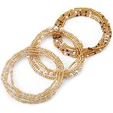 3PCS Waist Beads Chains for Women, Belly Beads Elastic Chain African Waist Beads Gold Summer Beaded Body Chain Waist Bikini Jewelry (31.5Inch)