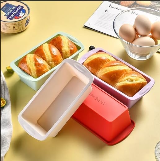 Miniatura 4 de Molde de silicona para pan, 9 x 5 pulgadas, molde antiadherente para hornear, rojo, juego de 2