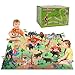 kramow 24pcs Animali Giocattolo set con Tappetino da Gioco,Educativo Realistico Figure Animali Giocattoli Regalo di Compleanno per Bambini